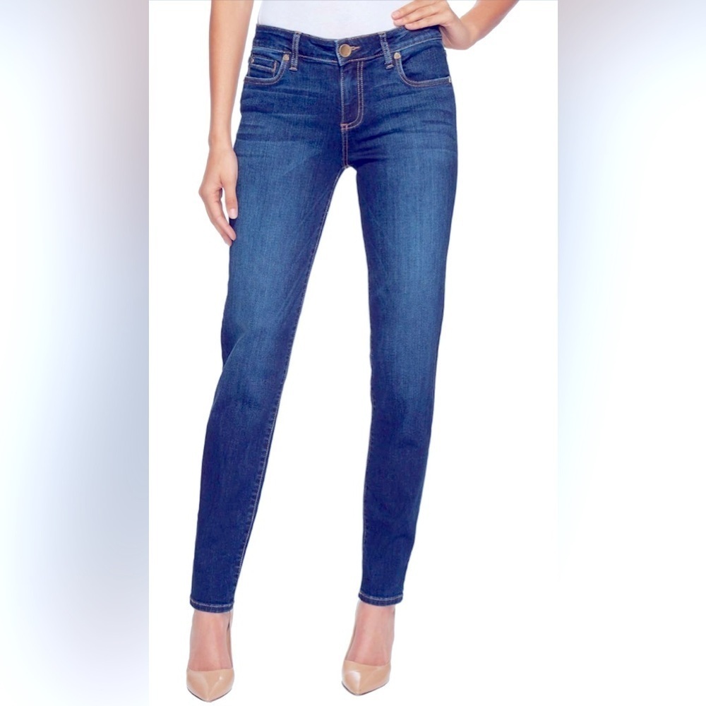 KUT from the Kloth Diana Skinny Jeans- Relaxed Mid-Rise -Contrast Topstitching
